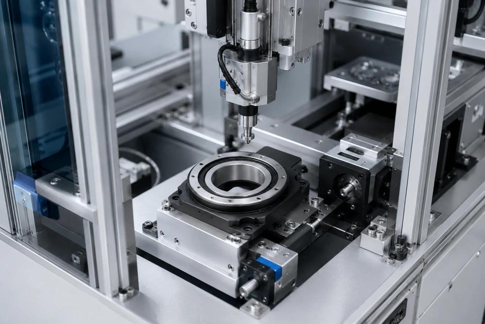 hollow rotary platform in compact machine layout