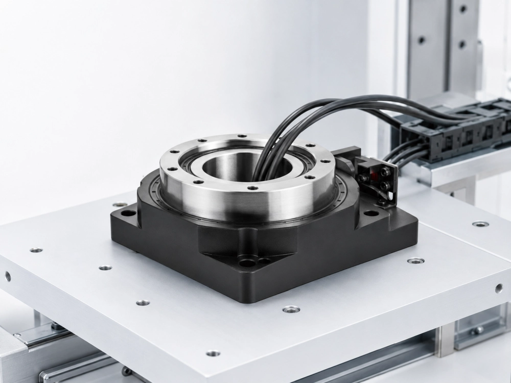 hollow bore rotary table for cable routing in automation equipment